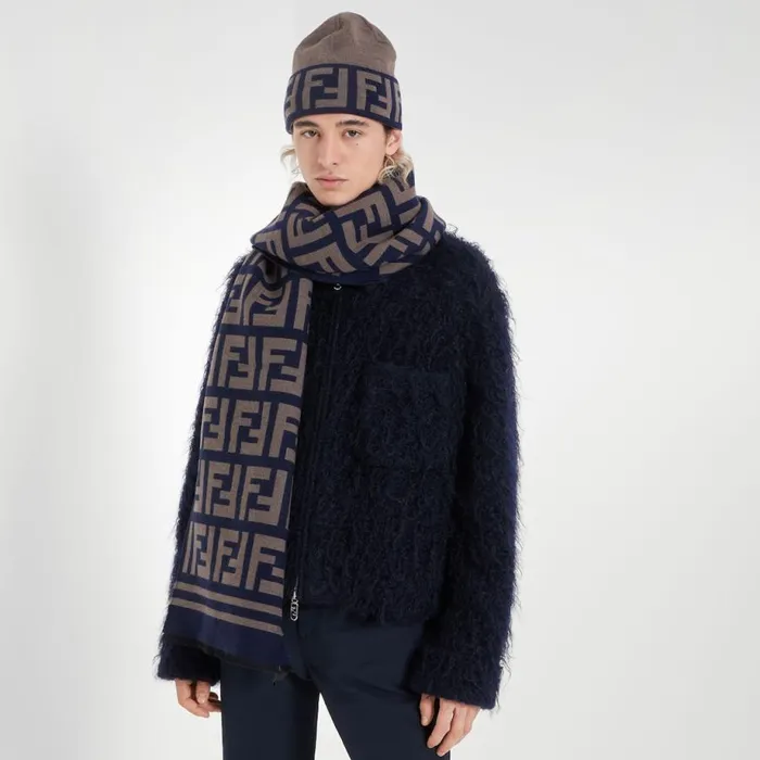 Man Multicolour Silk And Wool Scarf Multicolour Fendi Scarves
