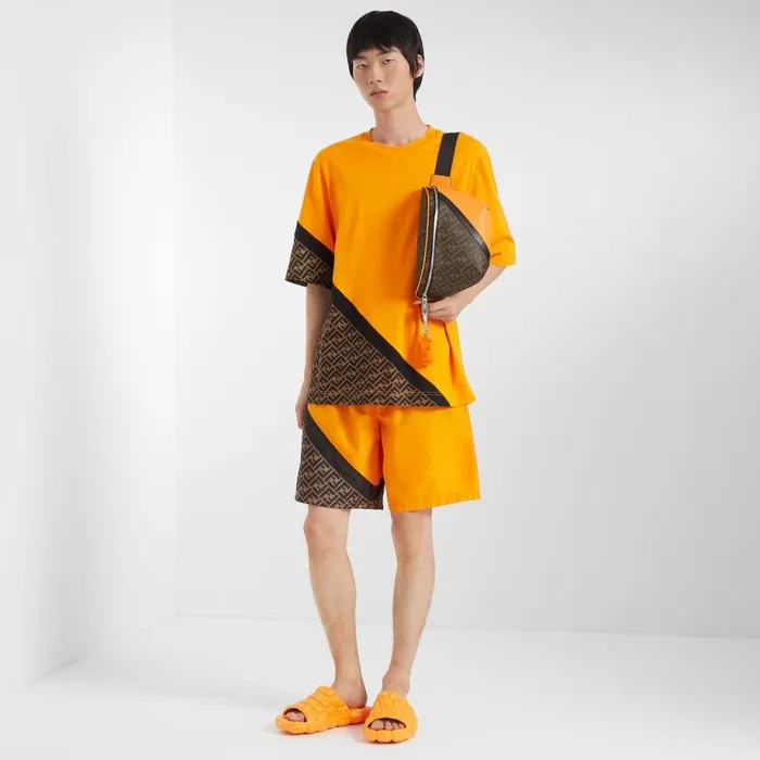 Man Orange Nylon Shorts Orange Fendi Swimwear