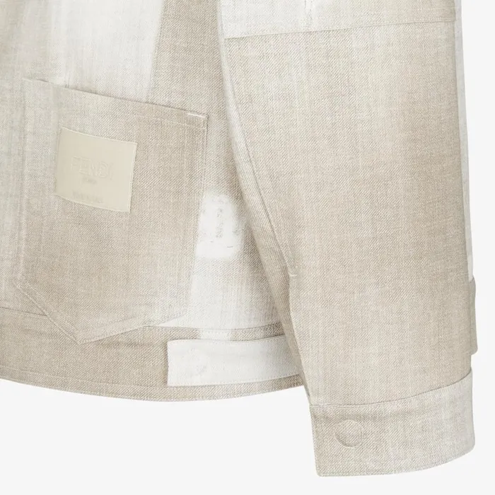 Man Printed Beige Denim Jacket Beige Fendi Coats and Outerwear
