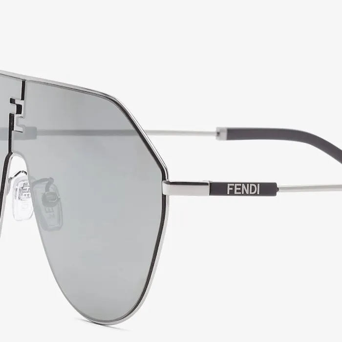 Man Ruthenium Metal Sunglasses With Dark Grey Mirror Lenses Fendi Sunglasses