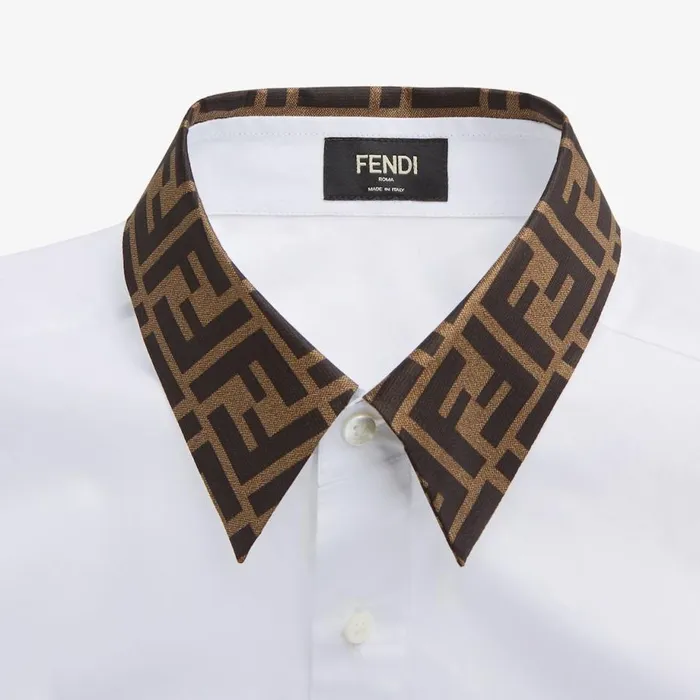 Man White Cotton Shirt White Fendi Shirts