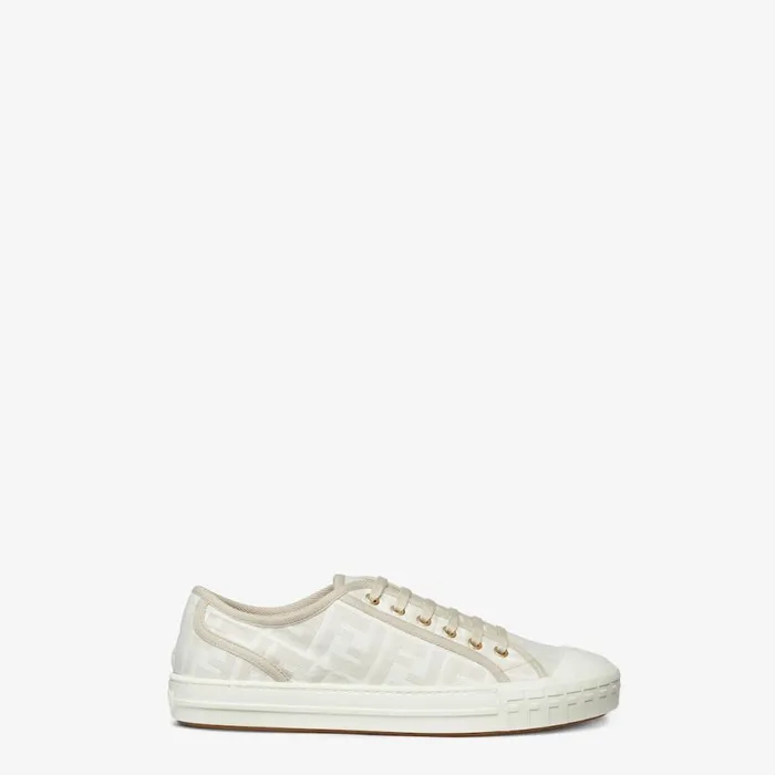 Man White Fabric LowTops White Fendi Sneakers