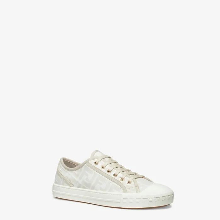 Man White Fabric LowTops White Fendi Sneakers