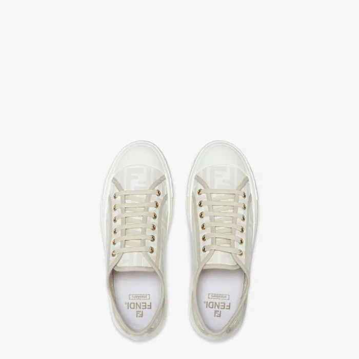 Man White Fabric LowTops White Fendi Sneakers