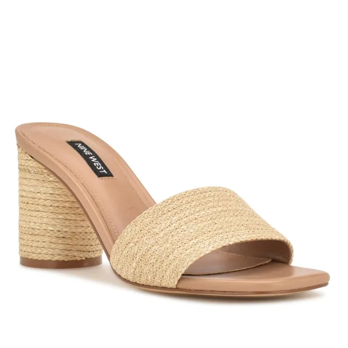 Mapeli Heeled Slide Sandals Natural Women Nine West Heeled