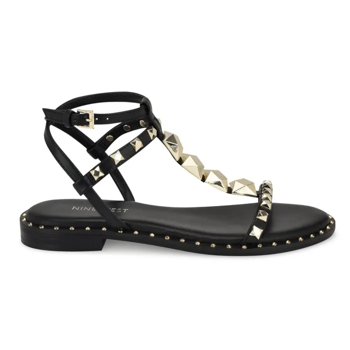 Marcila Studded Ankle Strap Sandals Black Women Nine West Casual