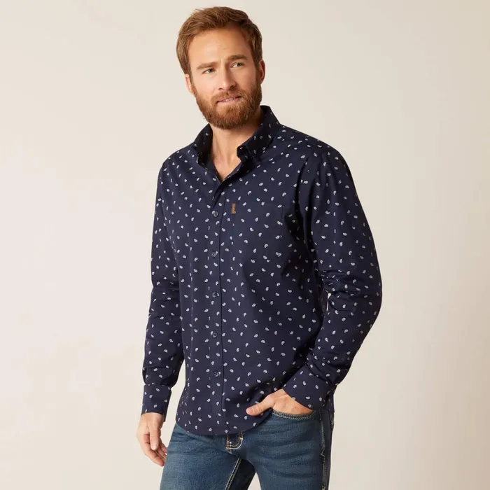 Marco Stretch Modern Fit Shirt Blue Men Ariat Button Down Shirts
