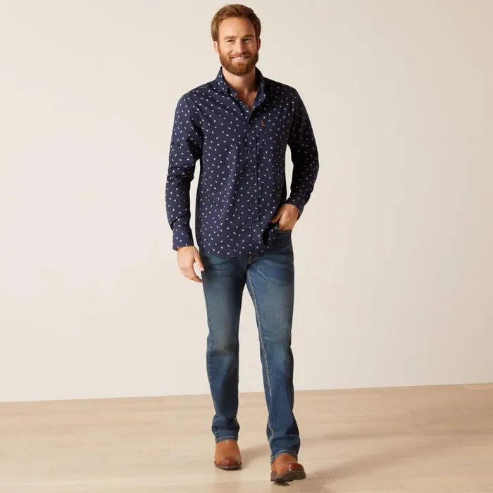 Marco Stretch Modern Fit Shirt Blue Men Ariat Button Down Shirts