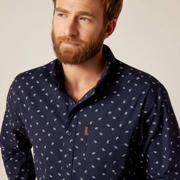 Marco Stretch Modern Fit Shirt Blue Men Ariat Button Down Shirts