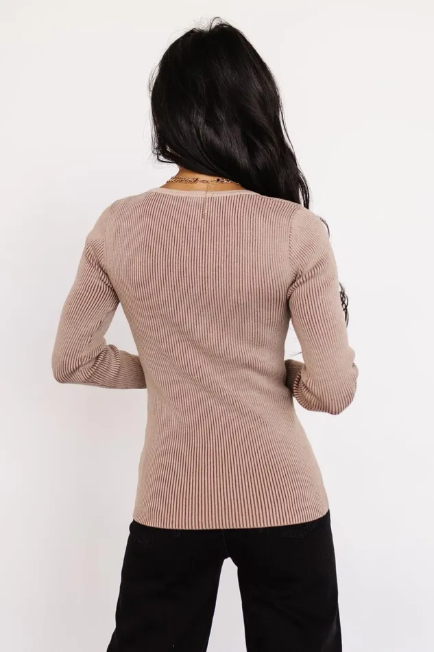 Maria Sweetheart Ribbed Top Tan Women Baltic Born Blouses Shirts