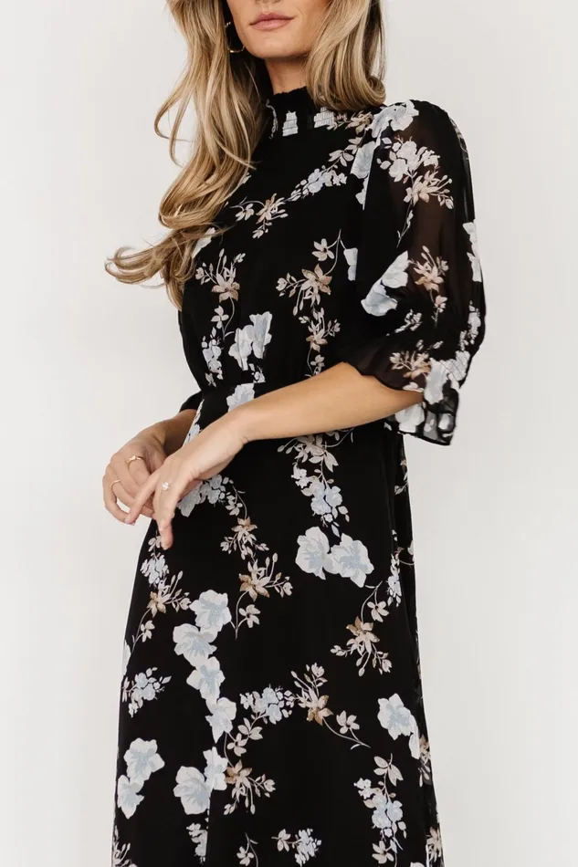 Marie Mock Neck Maxi Dress Black Floral Women Baltic Born Maxi Dresses Marie Mock Neck Maxi Dress Black Floral Women Baltic Born Maxi Dresses