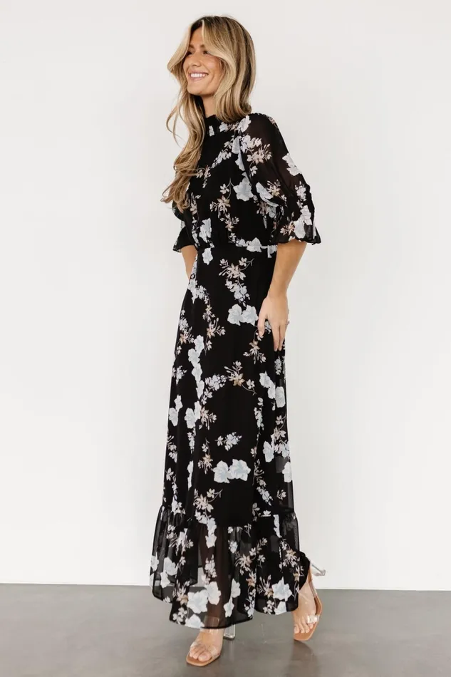 Marie Mock Neck Maxi Dress Black Floral Women Baltic Born Maxi Dresses Marie Mock Neck Maxi Dress Black Floral Women Baltic Born Maxi Dresses