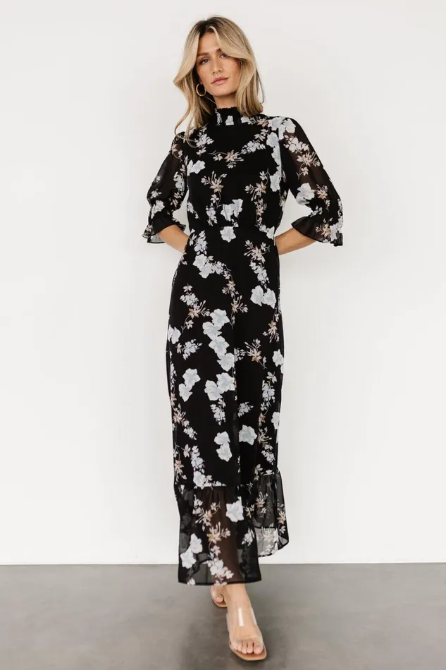 Marie Mock Neck Maxi Dress Black Floral Women Baltic Born Maxi Dresses Marie Mock Neck Maxi Dress Black Floral Women Baltic Born Maxi Dresses