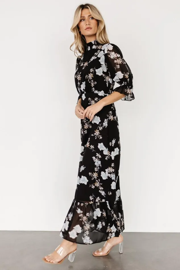 Marie Mock Neck Maxi Dress Black Floral Women Baltic Born Maxi Dresses Marie Mock Neck Maxi Dress Black Floral Women Baltic Born Maxi Dresses