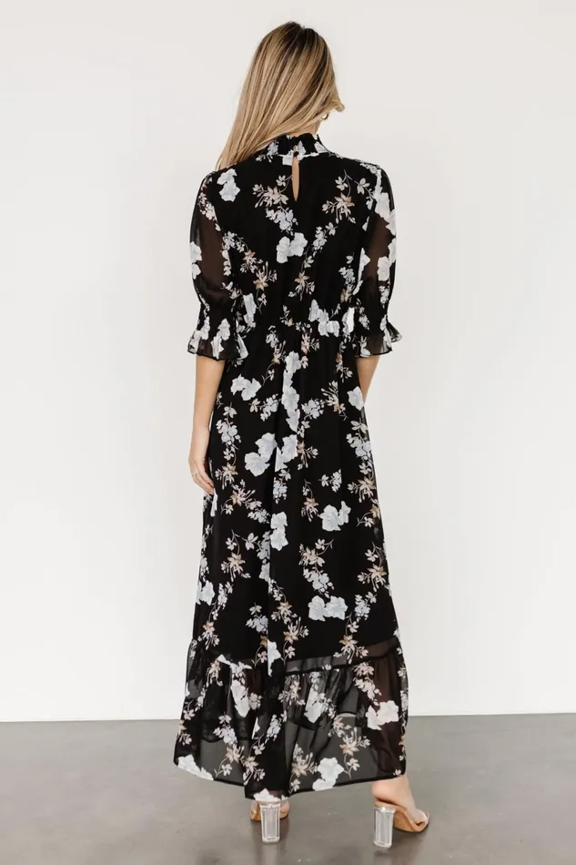 Marie Mock Neck Maxi Dress Black Floral Women Baltic Born Maxi Dresses Marie Mock Neck Maxi Dress Black Floral Women Baltic Born Maxi Dresses