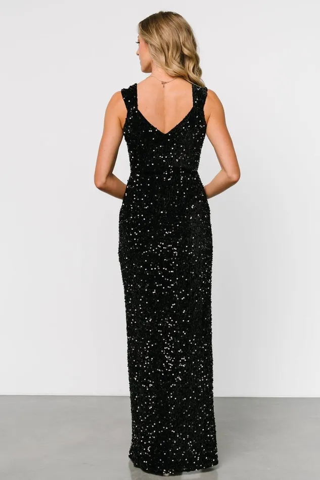 Marilyn Sequin Maxi Gown Black Women Baltic Born Wedding Guest