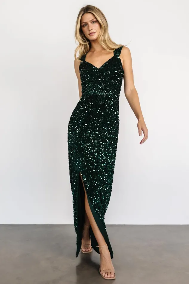 Marilyn Sequin Maxi Gown Emerald Women Baltic Born Embellished Sequin