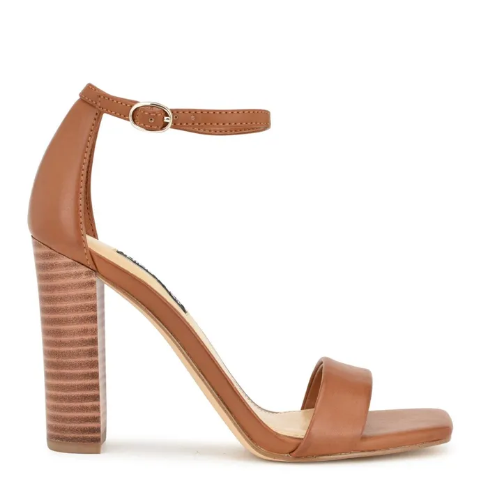 Marrie Ankle Strap Sandals Dark Natural Women Nine West Dress