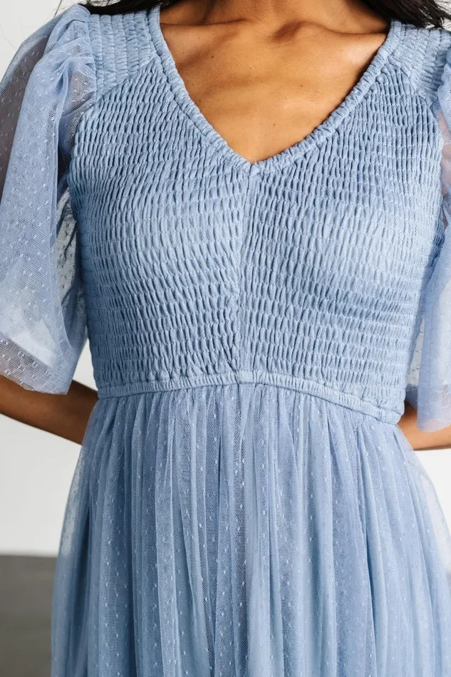Martha Smocked Tulle Dress Dusty Blue Women Baltic Born Tulle Styles Martha Smocked Tulle Dress Dusty Blue Women Baltic Born Tulle Styles