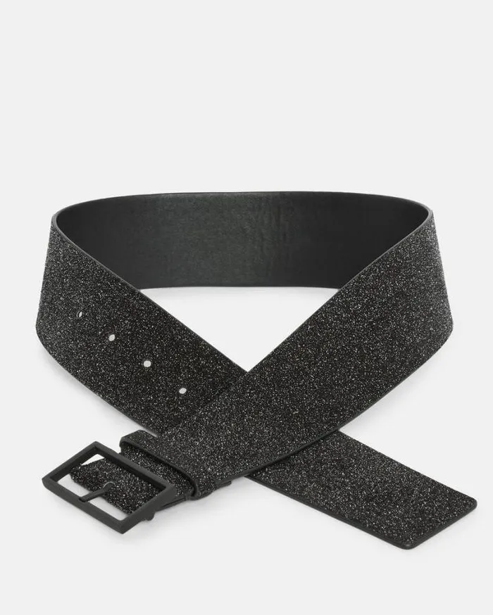 Mary Sparkle Leather Wide Waist Belt Blackmatte Black Women AllSaints Leather Belts Mary Sparkle Leather Wide Waist Belt Blackmatte Black Women AllSaints Leather Belts