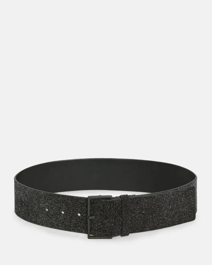 Mary Sparkle Leather Wide Waist Belt Blackmatte Black Women AllSaints Leather Belts Mary Sparkle Leather Wide Waist Belt Blackmatte Black Women AllSaints Leather Belts
