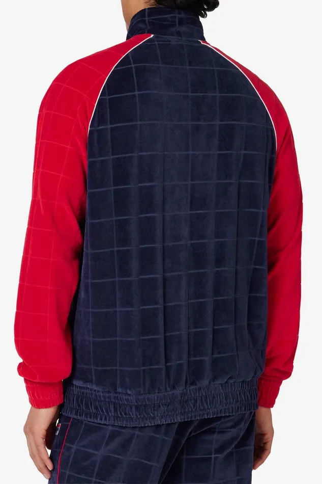 Matching Sets Men Fila Ivy League Debossed Check Velour Jacket 488 Fila Navy Fila Red Gardenia