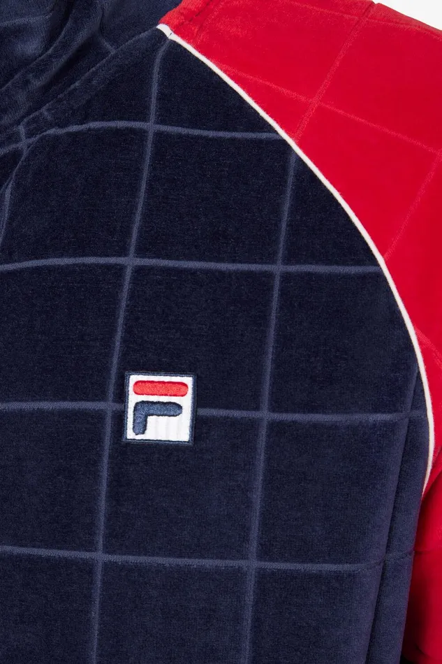 Matching Sets Men Fila Ivy League Debossed Check Velour Jacket 488 Fila Navy Fila Red Gardenia