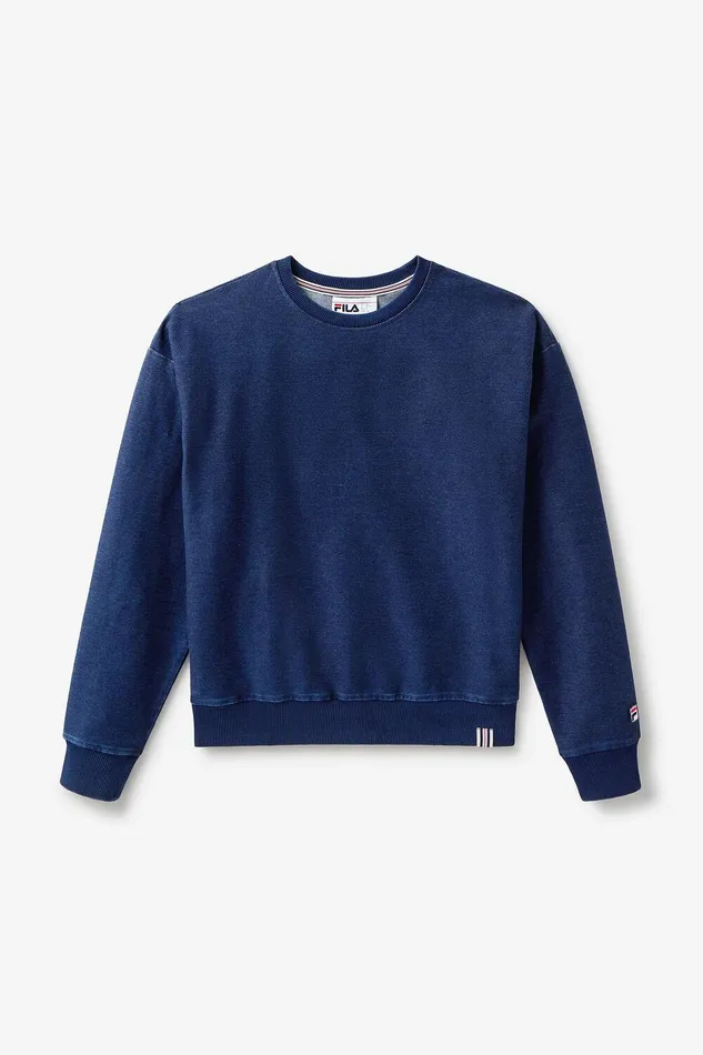 Matching Sets Women Fila Denim Crew Neck Top 401 Indigo Blue