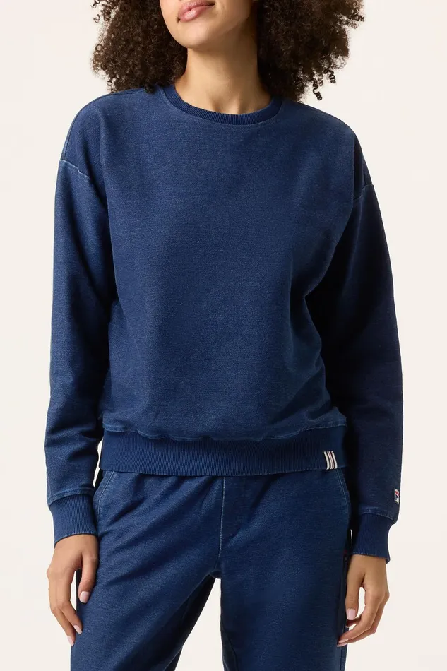 Matching Sets Women Fila Denim Crew Neck Top 401 Indigo Blue