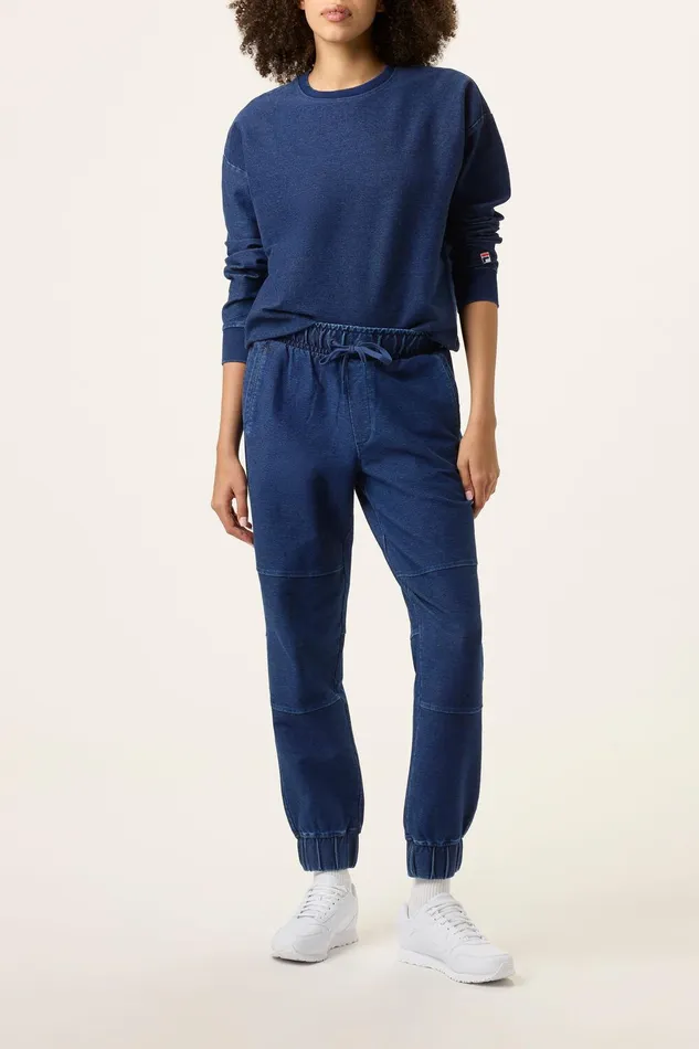 Matching Sets Women Fila Denim Crew Neck Top 401 Indigo Blue