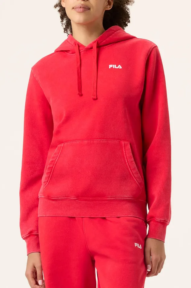 Matching Sets Women Fila Sportstyle Linear Logo Hoodie 611 Fila Redwhite