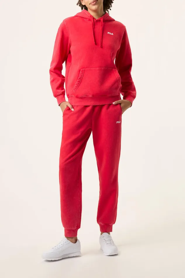 Matching Sets Women Fila Sportstyle Linear Logo Hoodie 611 Fila Redwhite