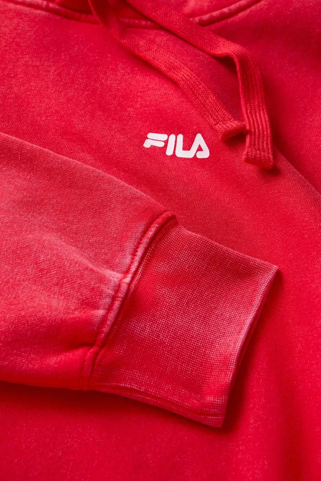 Matching Sets Women Fila Sportstyle Linear Logo Hoodie 611 Fila Redwhite