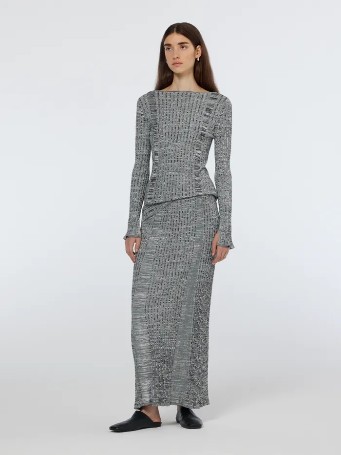 Maxi Ribbed Knitted Skirt Black Women Scotch and Soda Skirts and Shorts