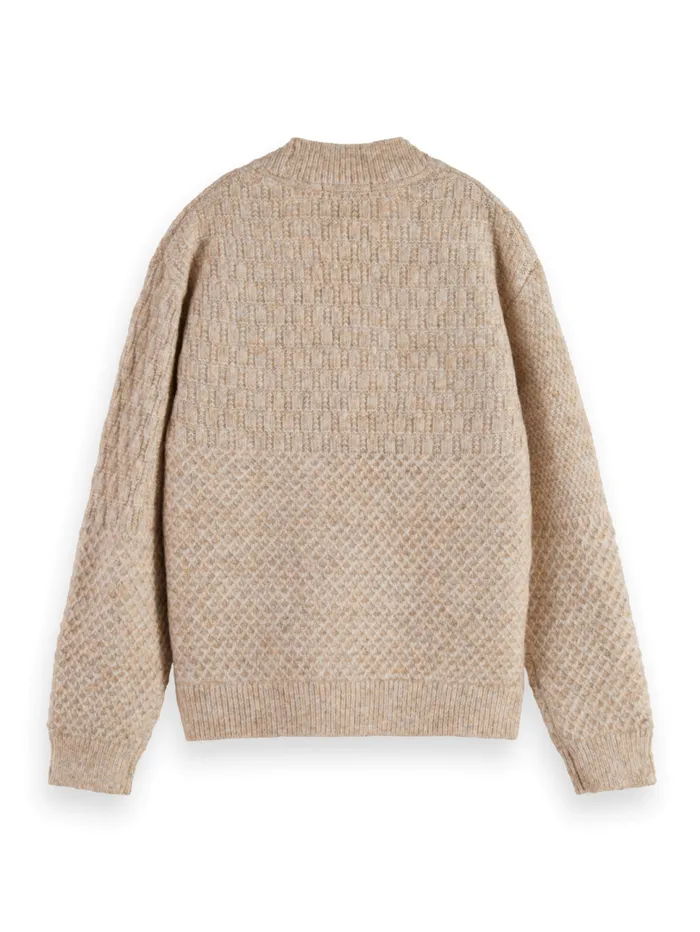 MELANGE BLOCKED CARDIGAN Oatmeal Melange Kids Scotch and Soda Knitwear