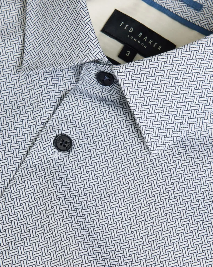Men ALHAM 8211 Long Sleeve Geometric Print Shirt Navy Ted Baker Shirts