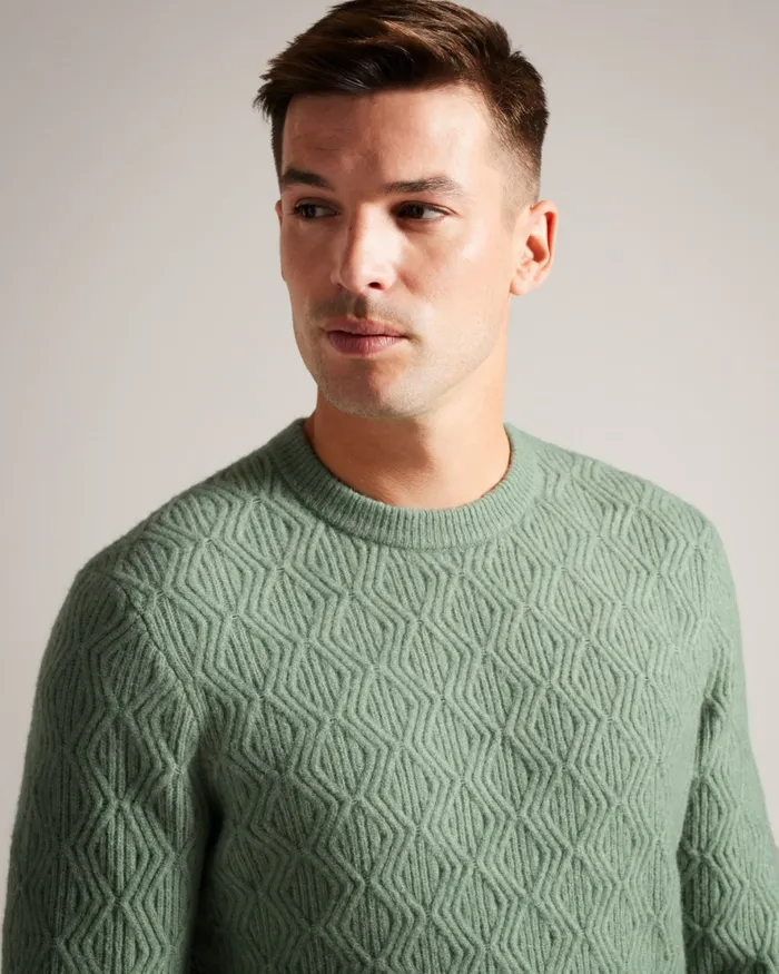 Men ATCHET 8211 Wool Blend Cable Knit Jumper Pale Green Ted Baker Jumpers and Knitwear Men ATCHET 8211 Wool Blend Cable Knit Jumper Pale Green Ted Baker Jumpers and Knitwear