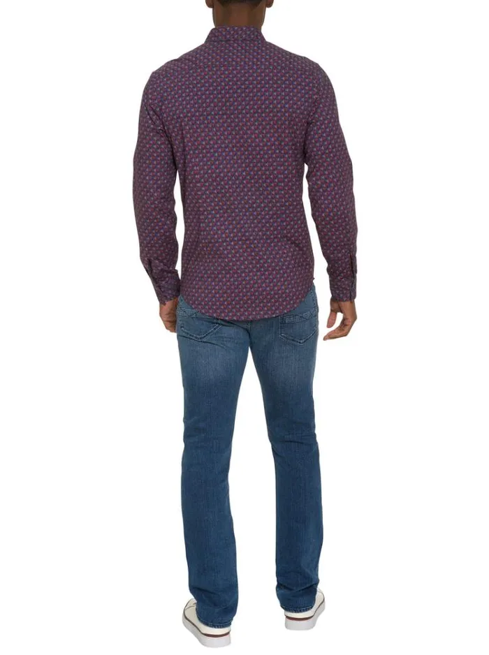 Men BARRONE MOTION LONG SLEEVE KNIT BUTTON DOWN SHIRT Multi Robert Graham Button Down Shirts