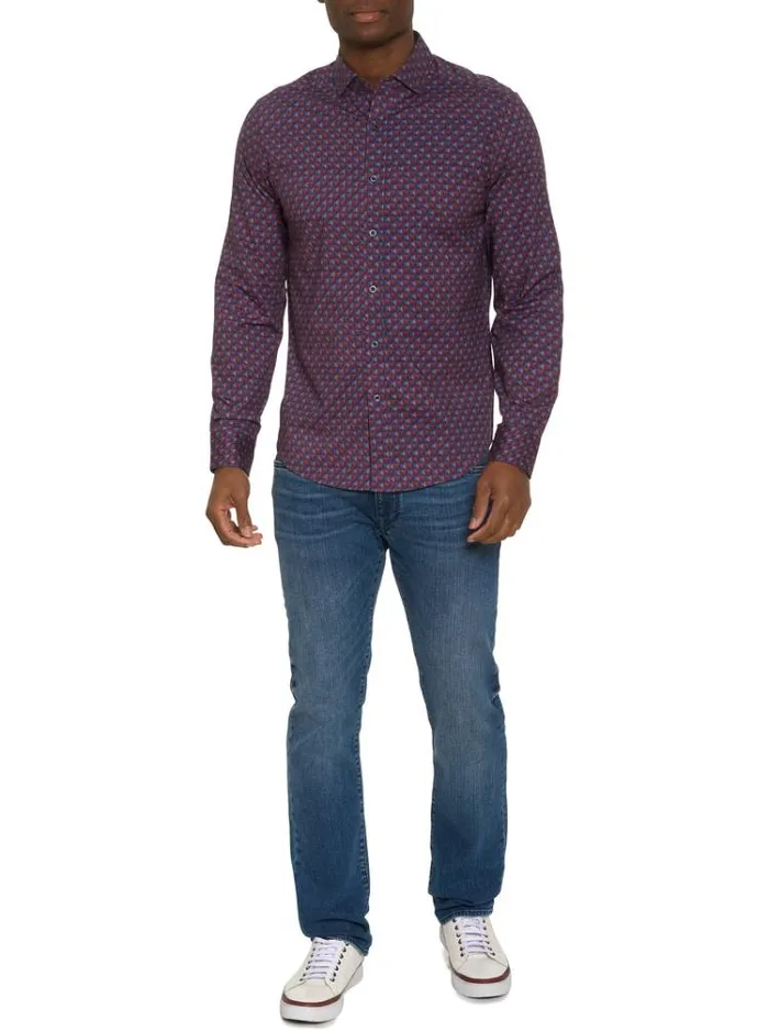 Men BARRONE MOTION LONG SLEEVE KNIT BUTTON DOWN SHIRT Multi Robert Graham Button Down Shirts