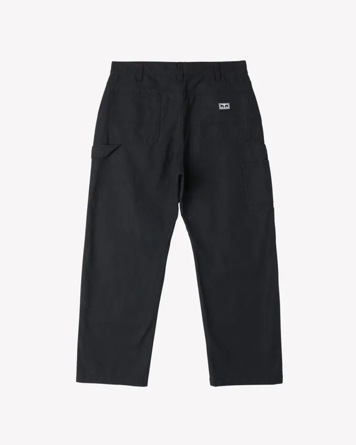 Men BIG TIMER TWILL DOUBLE KNEE PANT Black OBEY Clothing BOTTOMS