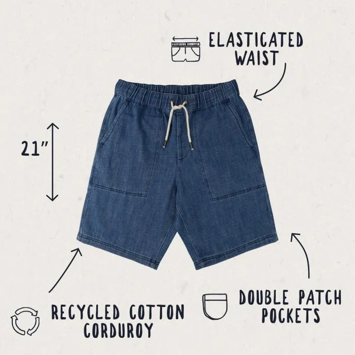 Men Bottoms Passenger Pine Recycled Cotton Cord Shorts Washed Denim Washed Denim