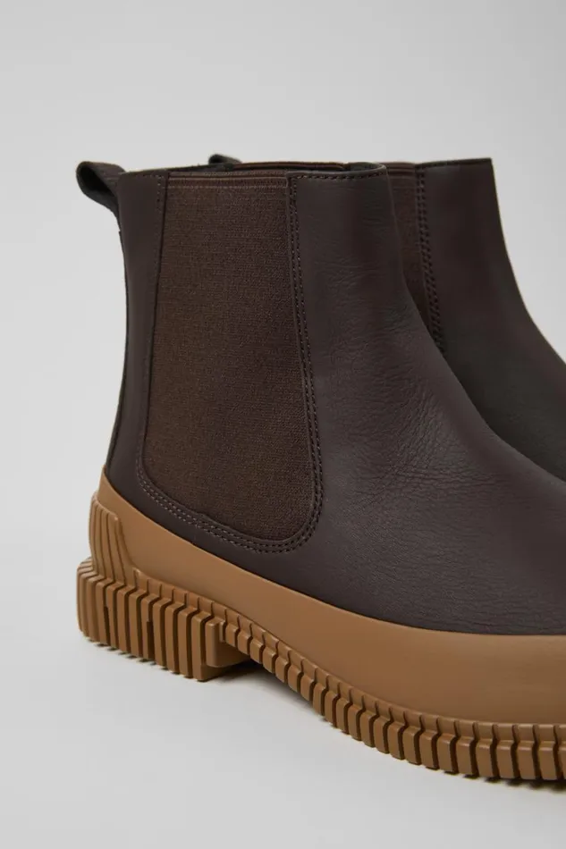 Men Camper Ankle Boots Pix Brown Leather Chelsea Bootie