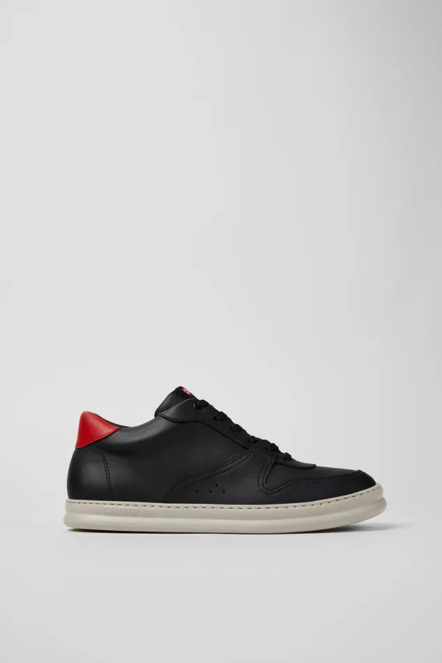 Men Camper Ankle Boots Runner Black And Red Leather Sneakers Men Camper Ankle Boots Runner Black And Red Leather Sneakers