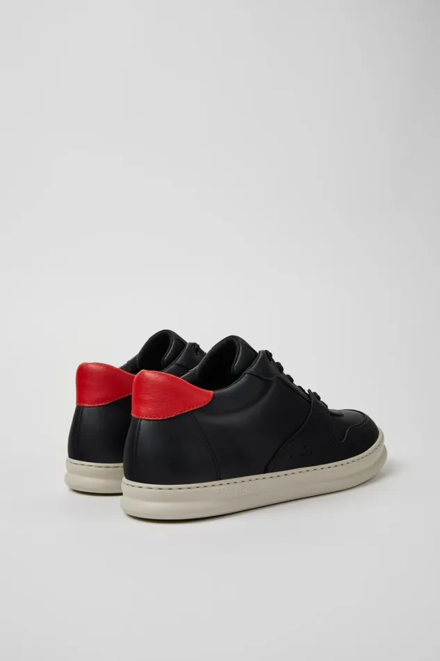 Men Camper Ankle Boots Runner Black And Red Leather Sneakers Men Camper Ankle Boots Runner Black And Red Leather Sneakers