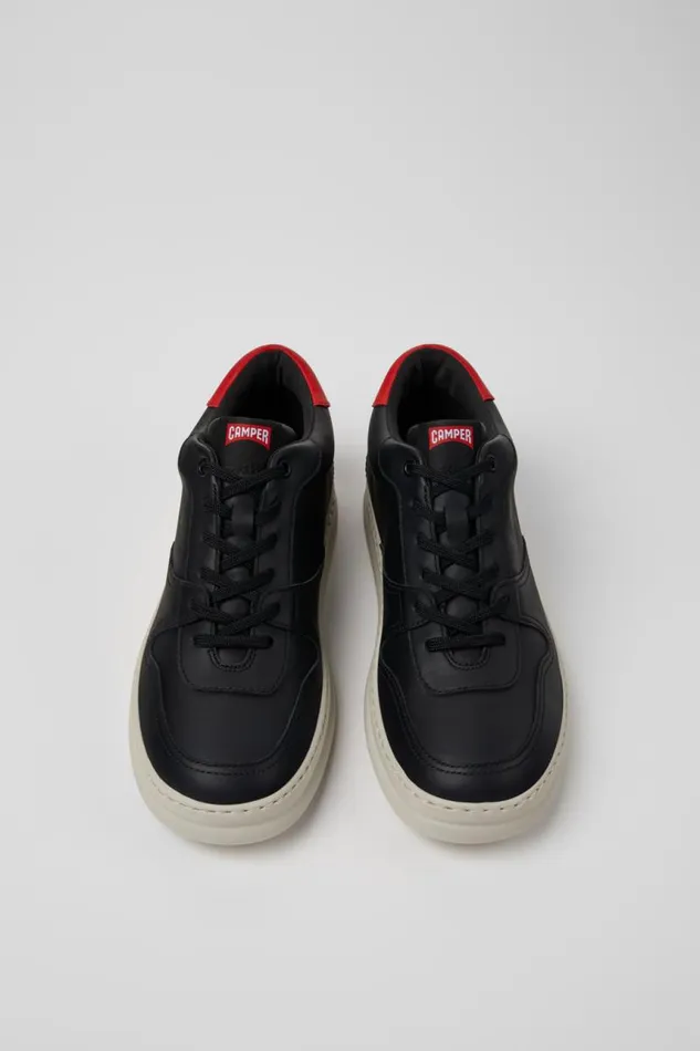 Men Camper Ankle Boots Runner Black And Red Leather Sneakers Men Camper Ankle Boots Runner Black And Red Leather Sneakers