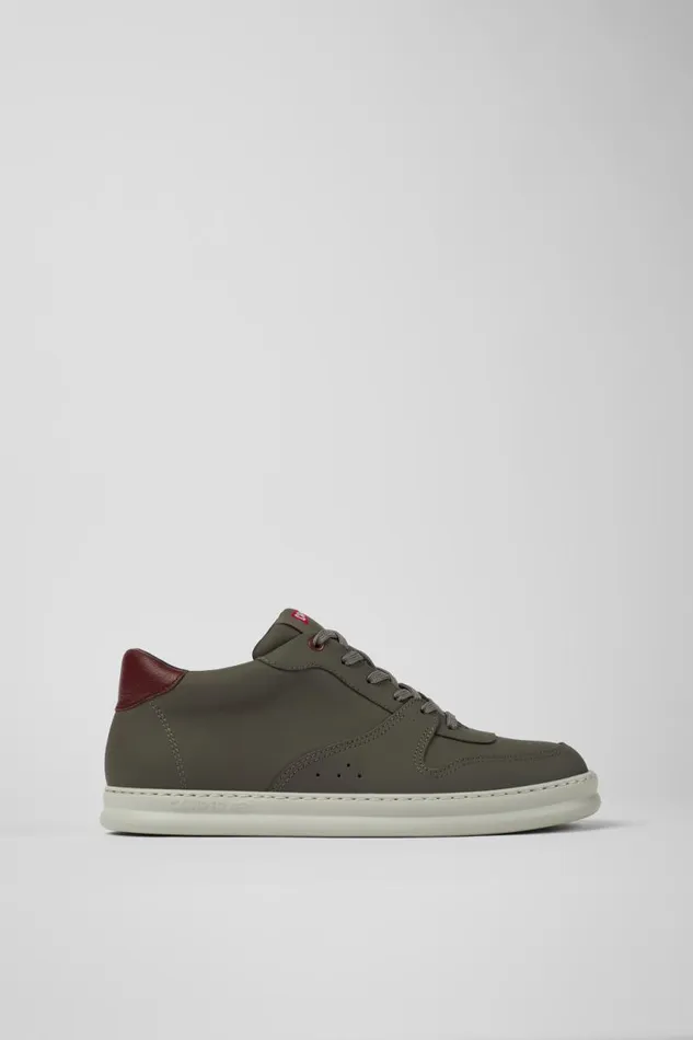 Men Camper Ankle Boots Runner Brownish Gray Leather Sneakers Men Camper Ankle Boots Runner Brownish Gray Leather Sneakers