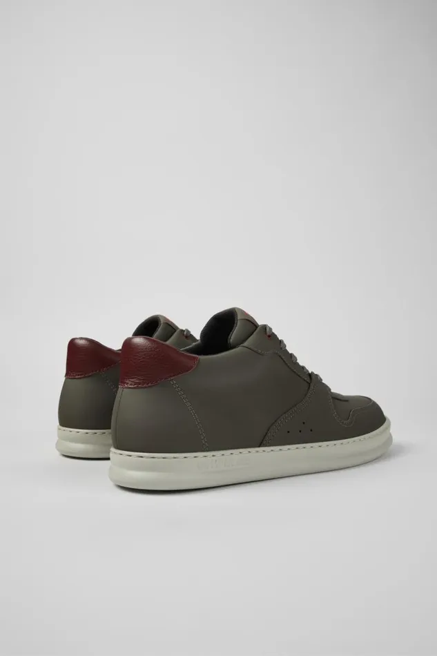 Men Camper Ankle Boots Runner Brownish Gray Leather Sneakers Men Camper Ankle Boots Runner Brownish Gray Leather Sneakers
