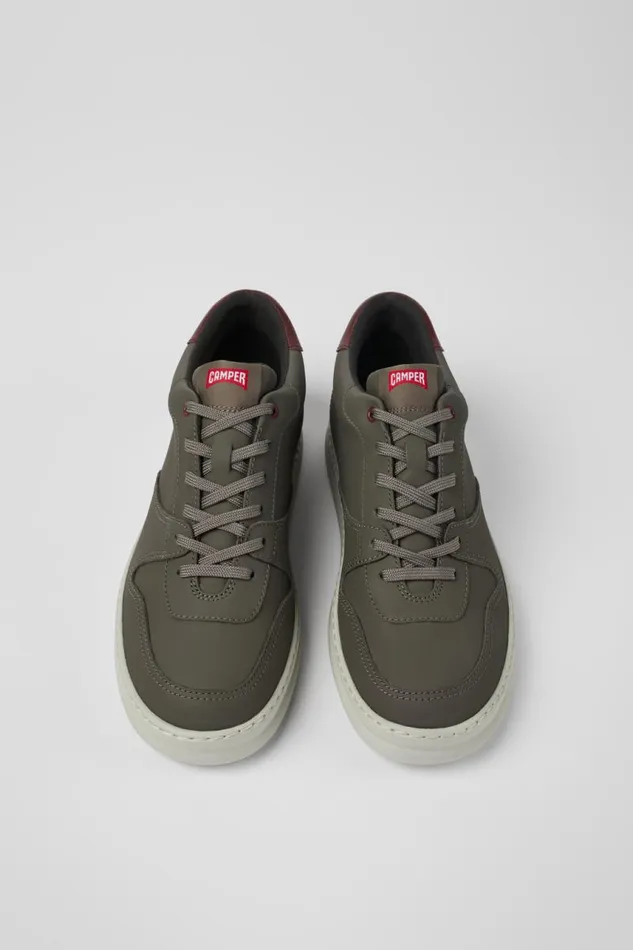 Men Camper Ankle Boots Runner Brownish Gray Leather Sneakers Men Camper Ankle Boots Runner Brownish Gray Leather Sneakers