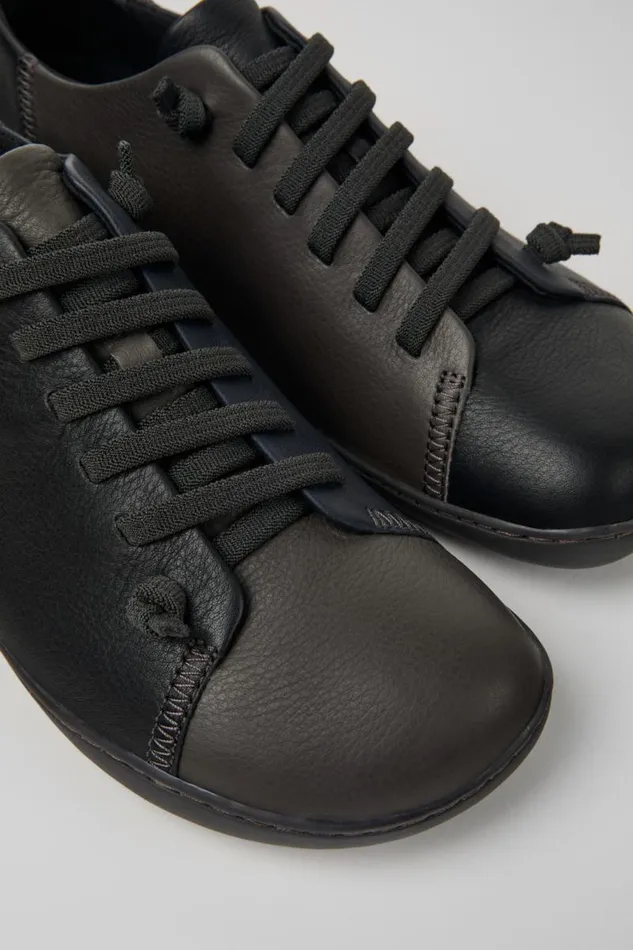 Men Camper Casual Shoes Twins Blackgray Leather Shoes