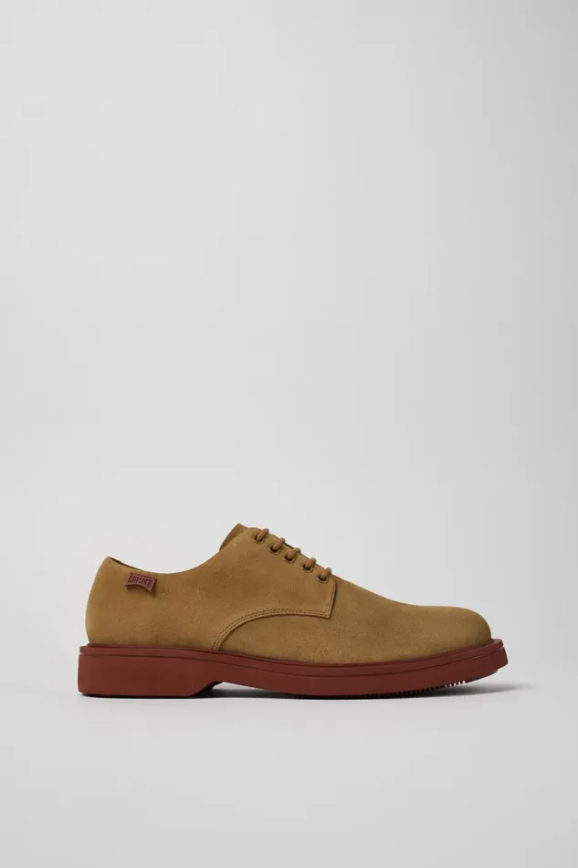 Men Camper Formal Shoes Norman Light Brown Nubuck Shoes Men Camper Formal Shoes Norman Light Brown Nubuck Shoes